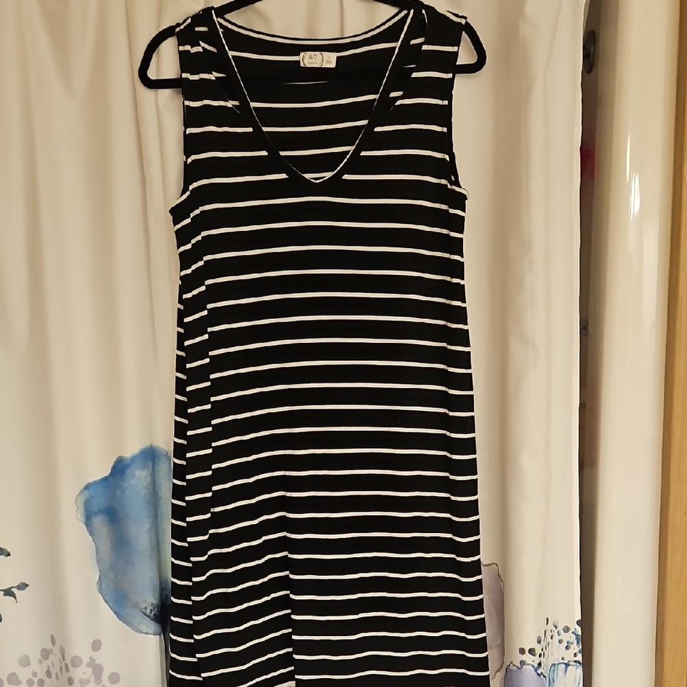 Maurices Black and White Striped V-Neck Sleeveless Mini Dress